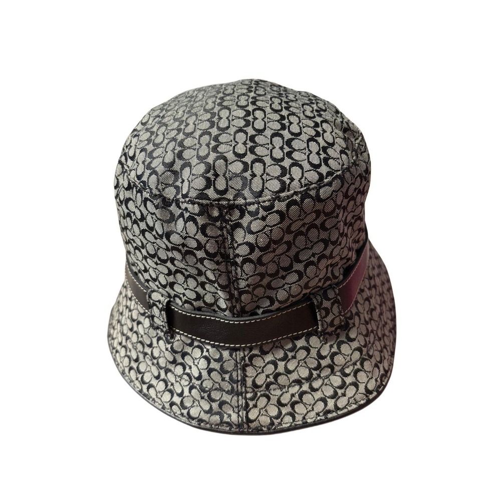 Coach Vtg Black &‎ Grey Signature Y2K  Bucket Hat, Medium / Large, Preppy Casual - Picture 4 of 7